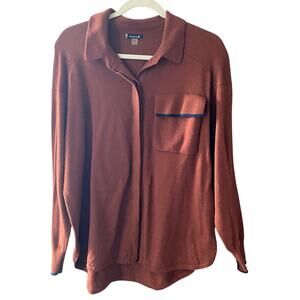Smartwool Edgewood Button Down Sweater Shirt Brown Womens Size Large 17319